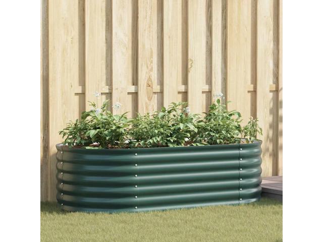 vidaXL Raised Bed Green 62.99 x 31.50 x 17.32 in Steel