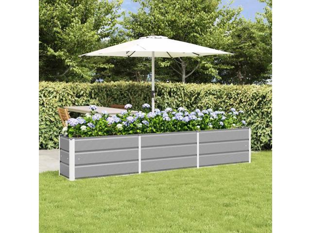 vidaXL Planter Light Grey 94.49 x 15.75 x 17.72 in Steel