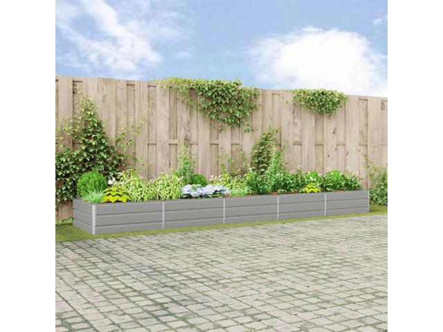 vidaXL Planter Light Grey 188.98 x 39.37 x 17.72 in Galvanised Steel