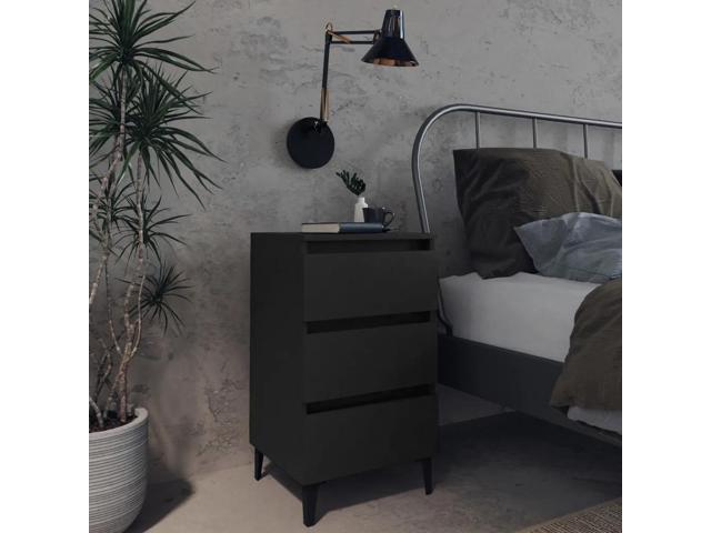 vidaXL Bed Cabinet Black Engineered wood, Metal Compact Bed Cabinet