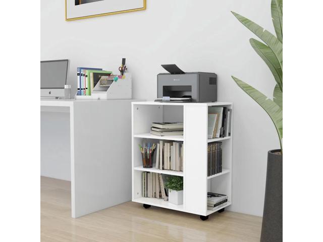 vidaXL Storage Cabinet White Engineered wood Medium Rolling Cabinet