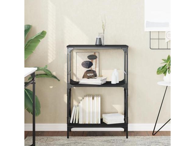 vidaXL Bookcase Black Engineered wood, metal Medium Adjustable Feet