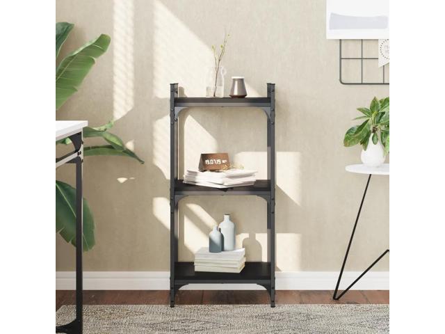 vidaXL Bookcase Black Engineered wood Medium Adjustable Feet Bookcase