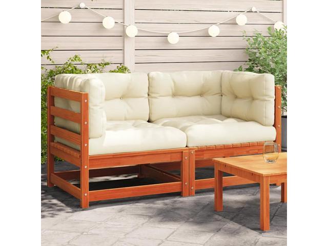 vidaXL Garden Sofa Wax brown Solid pine wood 27.6 x 27.6 x 26.4 in