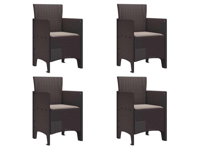 vidaXL Garden Chair 4 pcs Brown 20.87 x 19.29 x 33.46 in Polypropylene