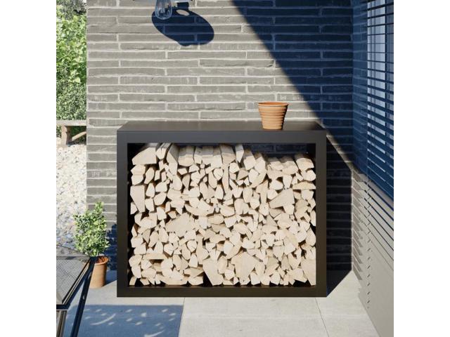 vidaXL Firewood Rack Black 39.4x15.7x31.5' Steel