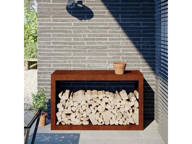 vidaXL Firewood Rack 39.4x15.7x23.6' Weathering Steel