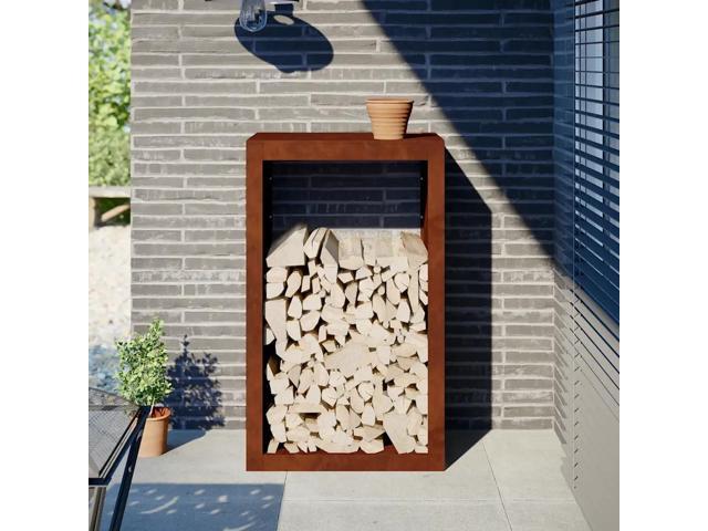 vidaXL Firewood Rack 23.6'x15.7'x39.4' Weathering Steel