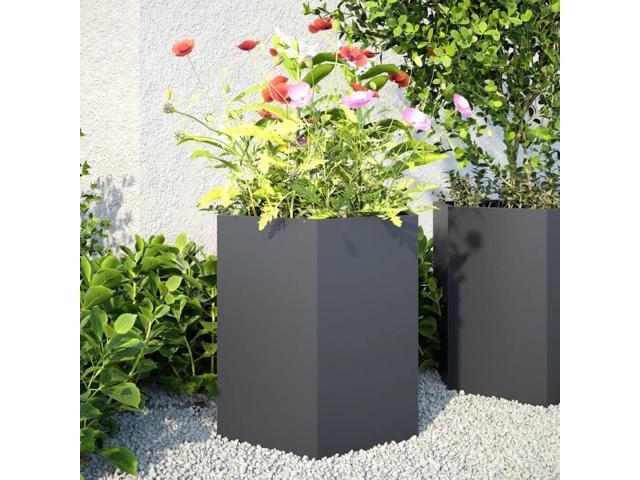 vidaXL Garden Planter Set of 2 Anthracite Steel Large Garden Planter