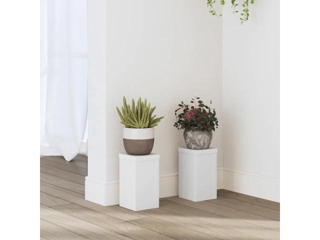 vidaXL Plant Stand Set of 2 White Engineered Wood Small Minimalistic