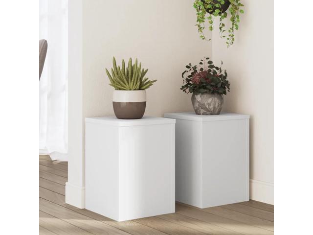 vidaXL Plant Stand Set of 2 White Engineered wood 9.8x9.8x13.8 in