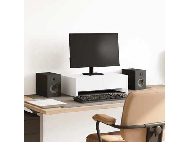 vidaXL Monitor Stand with Drawers White 19.7x10.6x5.9' Engineered Wood