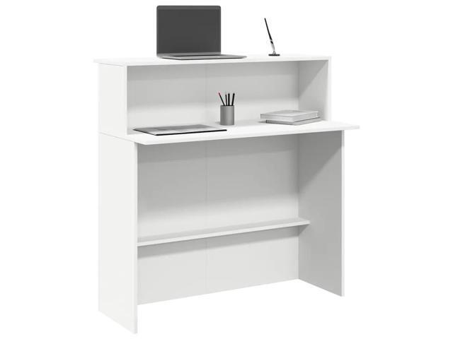 vidaXL Reception Desk White Engineered Wood Standard Reception Desk
