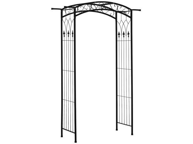 Aosom 7Ft Garden Arch Arbor, Metal Arch Trellis for Climbing Vines, Garden Archway for Wedding, Bridal Party, Ceremony