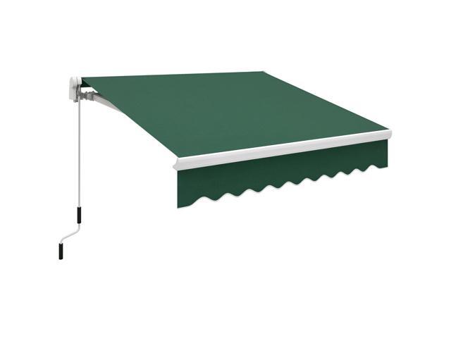Aosom 8' x 6.6' Patio Retractable Awning, Manual Exterior Sun Shade Deck Window Cover, Green