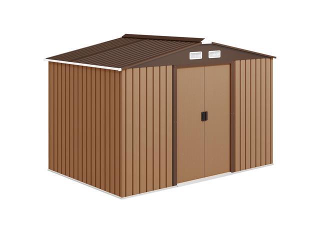 Aosom 9' x 6' Outdoor Storage Shed, Garden Tool Metal Shed with Foundation Kit, Double Lockable Door, Air Vents and Sloping Roof, for Backyard,...