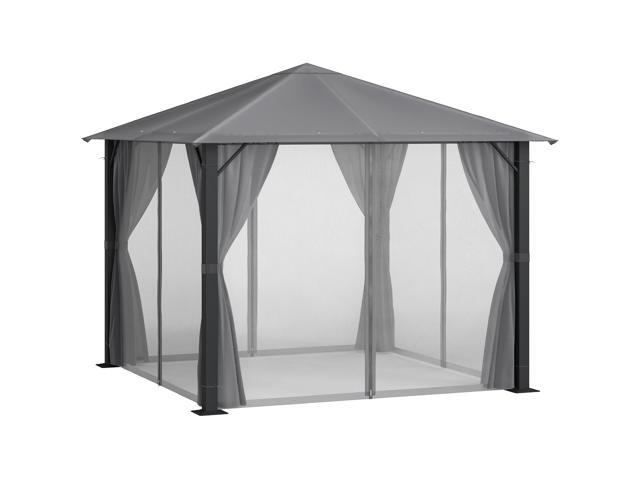 Aosom 10' x 10' Patio Gazebo, Outdoor Gazebo Canopy Shelter with Netting & Curtains, Vented Roof, for Garden, Lawn, Backyard and Deck, Black