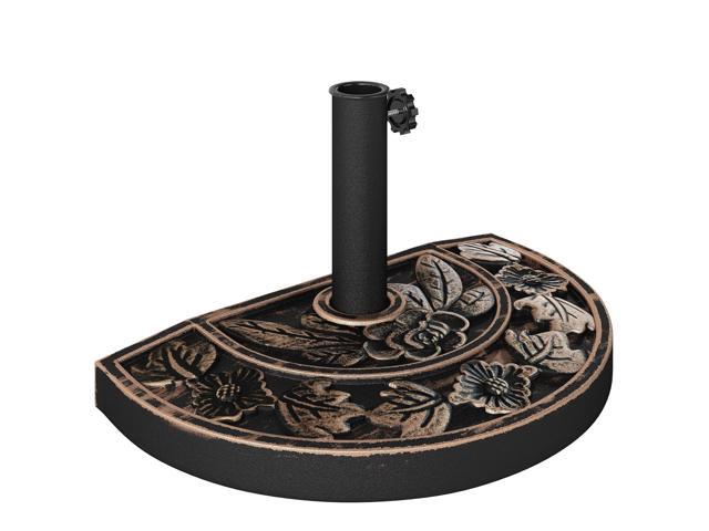 Aosom 20lbs Half Round Patio Umbrella Base Outdoor Decorative Resin Parasol Stand Holder for Φ1.5', Φ1.9' Pole, for Lawn, Deck, Backyard, Garden,...