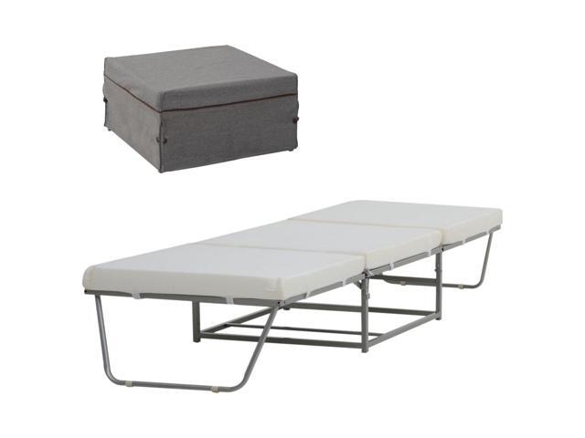 Aosom Convertible Ottoman, Guest Sleeper Bed, Gray