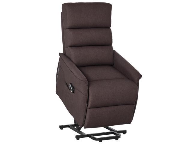 Aosom Power Lift Chair with Vibration Massage, Fabric Upholstered Recliner Chair for Elderly with Remote Control, Side Pockets, Brown