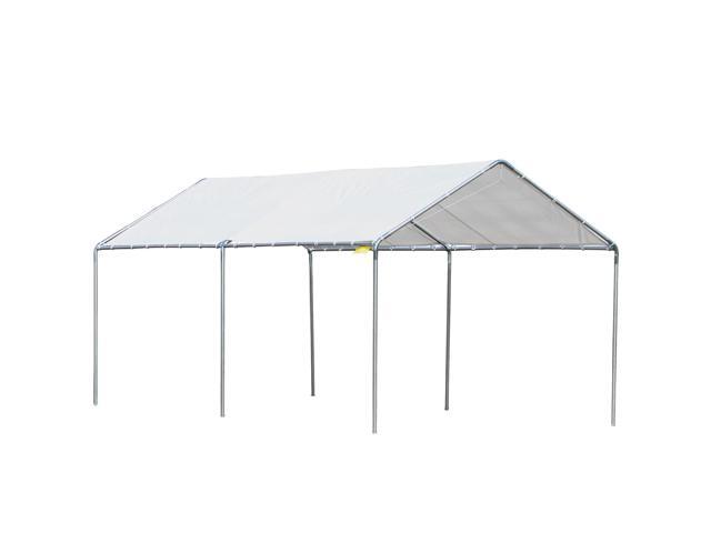Aosom 9.6' x 19.5' Carport Heavy Duty Galvanized Car Canopy w/ Included Anchor Kit, 3 Reinforced Steel Cables, White
