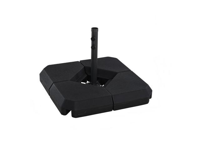 Aosom Umbrella Stand Fitting 2' Poles and Steel Base with 4 Fillable Plastic Weights, 4 Gal. Capacity Each - Black