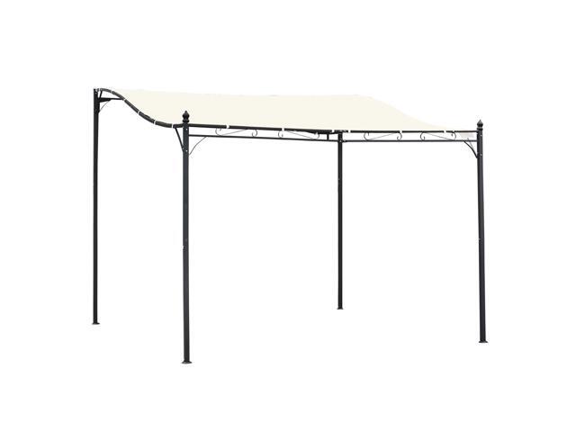 Aosom 10' x 10' Steel Outdoor Pergola Gazebo, Patio Canopy with Weather-Resistant Fabric and Drainage Holes for Backyard, Deck, Garden, Cream White