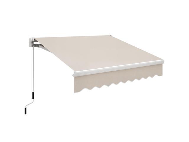 Aosom 8' x 6.6' Patio Retractable Awning, Manual Exterior Sun Shade Deck Window Cover, Beige