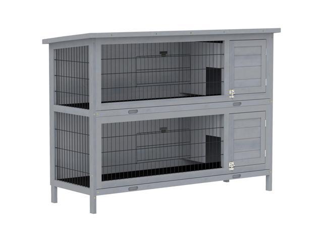Aosom 54' 2-Story Large Rabbit Hutch Bunny Cage Wooden Pet House Small Animal Habitat with Lockable Doors, No Leak Tray and waterproof Roof for...