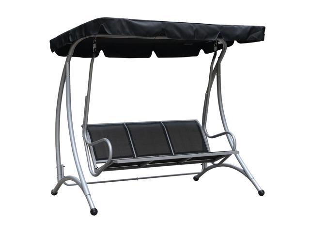 Aosom 3-Seat Outdoor Porch Swing Chair, Patio Swing Glider with Adjustable Canopy, Breathable Seat, and Steel Frame for Garden, Poolside, Backyard,...