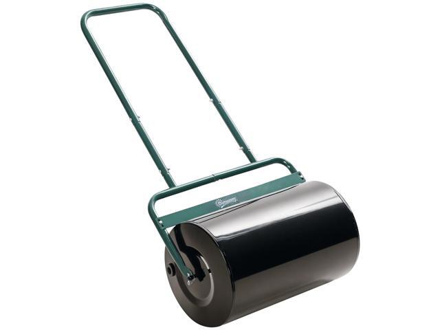 Aosom 20-Inch Push/Tow Behind Lawn Roller Filled with 10 Gal Water or Sand for Flattening Sod in the Garden, Dark Green