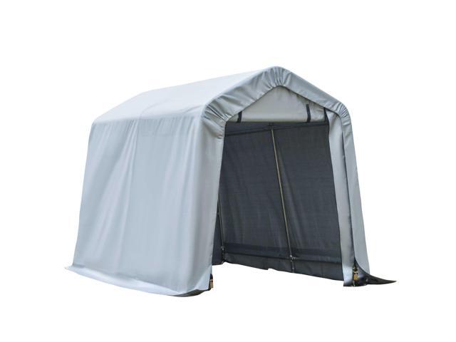 Aosom 6' x 8' Carport Portable Garage, Heavy Duty Storage Tent, Patio Storage Shelter w/ Anti-UV PE Cover and Double Zipper Doors, for Motorcycle...