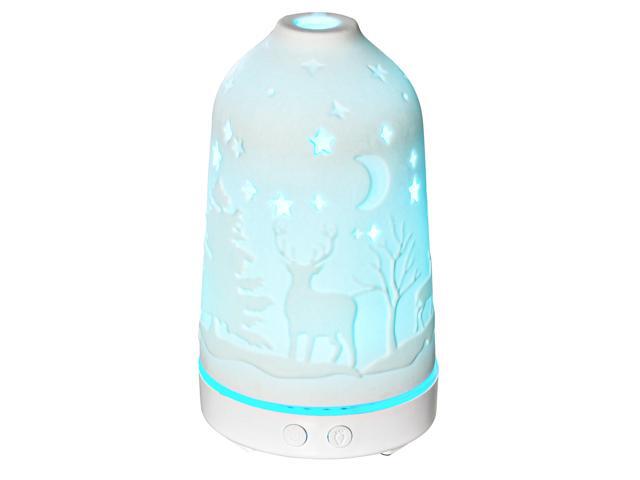 Aosom 100ml Ultrasonic Aromatherapy Diffuser, Essential Oils Humidifier with Ceramic Cover, 7 Colors LED Lights, Timer, Waterless Auto-off for Home...