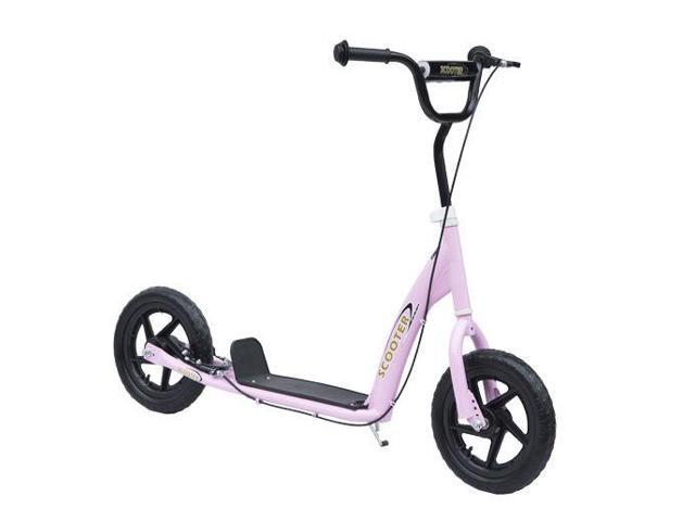 Aosom Kick Scooter for Kids 5-12 Years Old with Adjustable Height Handlebar, Non-slip Footplate, Big Wheels, Rear Brake, Pink