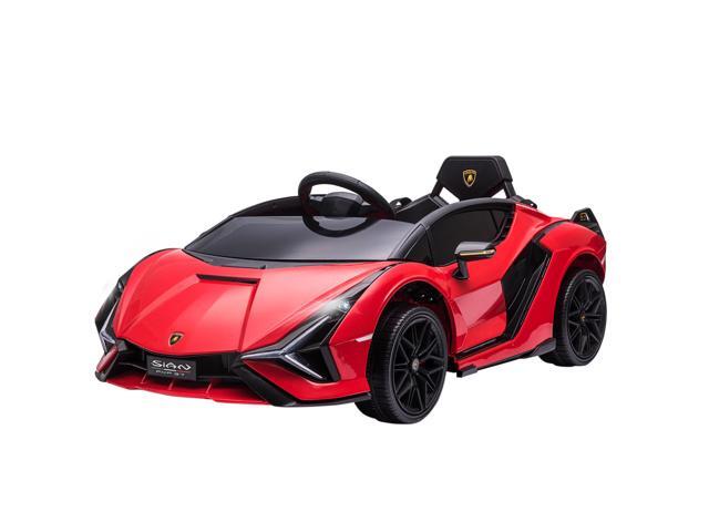 Aosom 12V Ride on Car, Lamborghini SIAN Licensed Battery Powered Electric Car for Kids with Remote Control, Horn, Music, & Headlights, Red