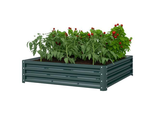 Aosom Galvanized Raised Garden Bed, 4' x 4' x 1' Metal Planter Box, for Growing Vegetables, Flowers, Herbs, Succulents, Green