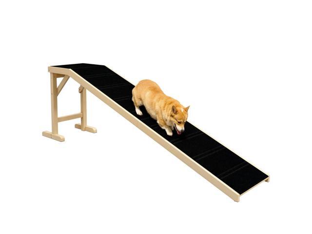 Aosom Dog Ramp for Bed, Pet Ramp for Dogs with Non-Slip Carpet and Top Platform, 74' x 16' x 25', Natural