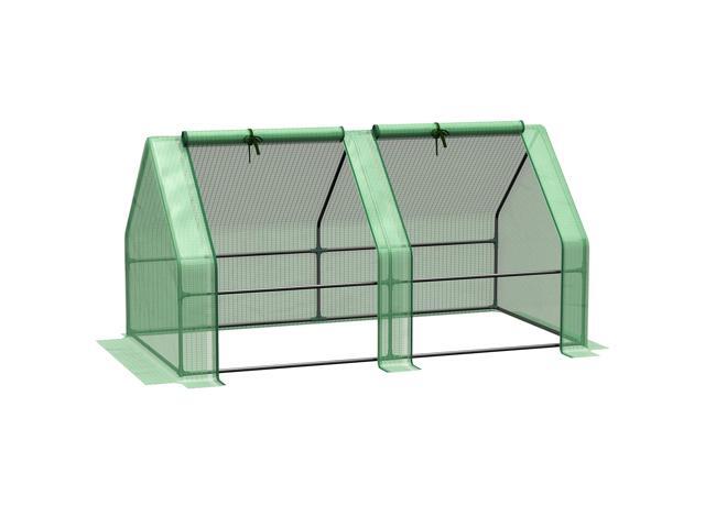 Aosom 6' x 3' x 3' Mini Greenhouse with Zippered Doors & Roll-up Windows, Portable Plant Hot House with Durable PE Cover, Water Resistant, UV...