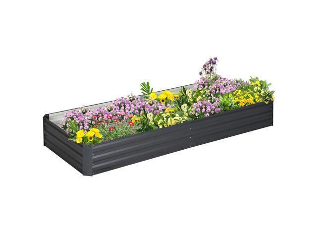 Aosom 95' x 36' x 12' Galvanized Raised Garden Bed, Easy DIY and Cleaning for Growing Flowers, Herbs, Succulents, Gray