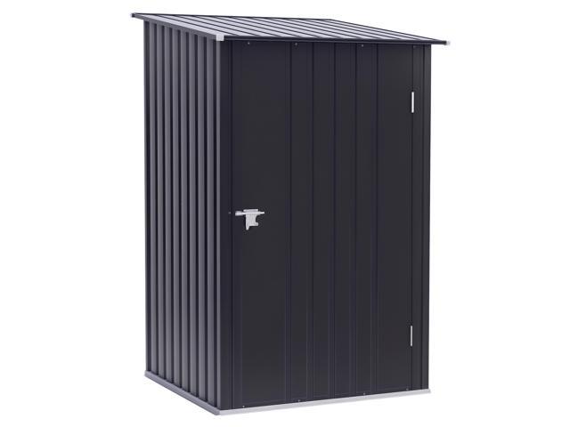 Aosom Small Metal Garden Shed, 3.3' x 3.4', Galvanized Steel, Lockable Tool Shed for Patio, Backyard, Lawn, Dark Gray