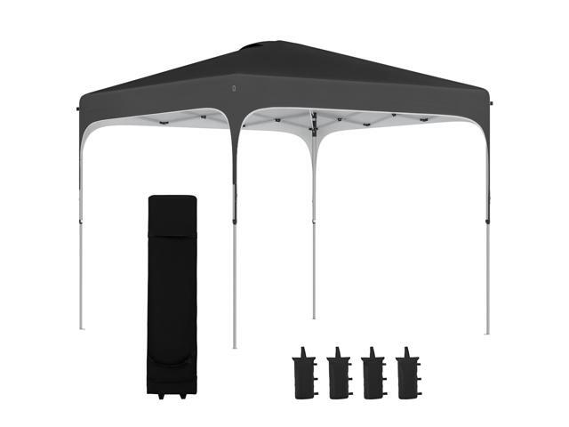 Aosom 8' x 8' Pop Up Canopy Tent with Wheeled Carry Bag and 4 Sand Bags, Instant Sun Shelter, Tents for Parties, Height Adjustable, for Outdoor,...