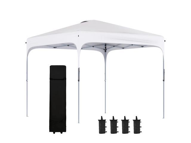 Aosom 10' x 10' Pop Up Canopy Tent with Wheeled Carry Bag and 4 Sand Bags, Instant Sun Shelter, Tents for Parties, Height Adjustable, for Outdoor,...