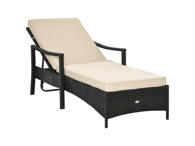 Aosom Wicker Chaise Lounge, 4 Position Adjustable Backrest and Cushions Outdoor Lounge Chair PE Rattan Sun Lounger for Poolside, Balcony or Garden,...