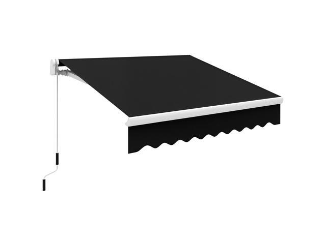 Aosom 8' x 6.6' Patio Retractable Awning, Manual Exterior Sun Shade Deck Window Cover, Black