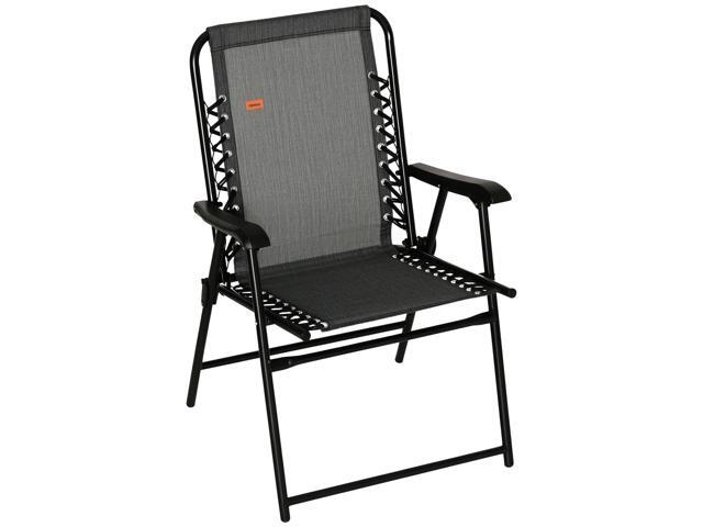 Aosom Patio Folding Chair, Sling Suspension Chair for Deck, Camping, Sports Events, Patio, Beach & Pool, Space Saving, Gray