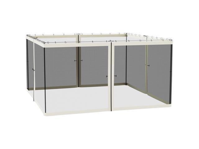 Aosom 13x13 Gazebo Netting Mosquito Netting Screen with Zippers, Black Rings, High-Quality Polyester, Washable, Black