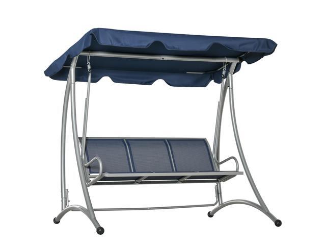 Aosom 3-Seat Outdoor Porch Swing Chair, Patio Swing Glider with Adjustable Canopy, Breathable Seat, and Steel Frame for Garden, Poolside, Backyard,...