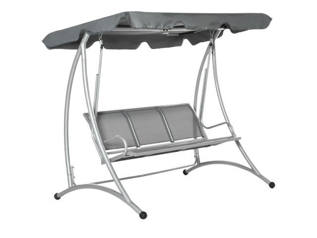 Aosom 3-Seat Outdoor Porch Swing Chair, Patio Swing Glider with Adjustable Canopy, Breathable Seat, and Steel Frame for Garden, Poolside, Backyard,...