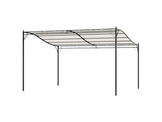 Aosom 10' x 13' Outdoor Pergola Gazebo, Steel Patio Canopy with Weather-Resistant Fabric and Drainage Holes, Cream White