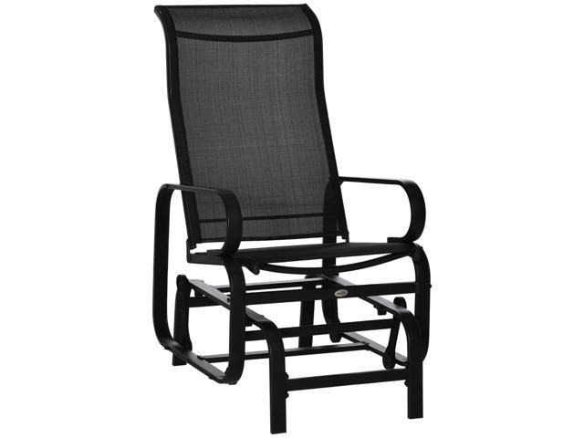 Aosom Outdoor Patio Sling Fabric Swing Glider Rocker Chair with Smooth Rocking Arms, Black